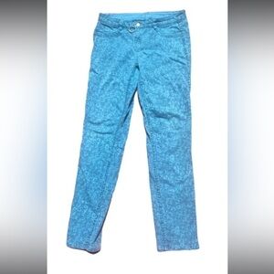 Calvin Klein Reversible Jeans with Floral Leopard Print in turquoise